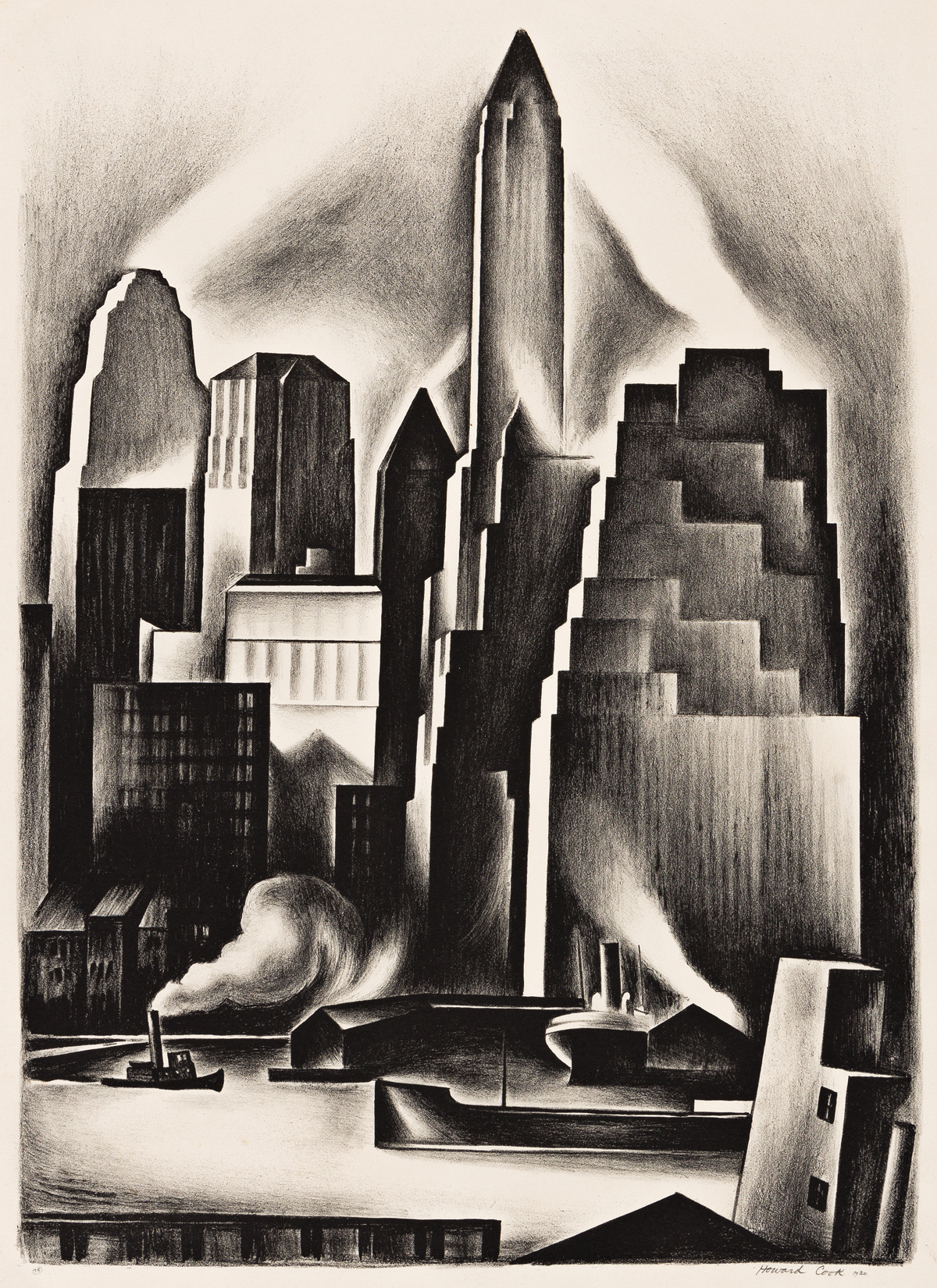 HOWARD COOK (1901-1980) Lower Manhattan.